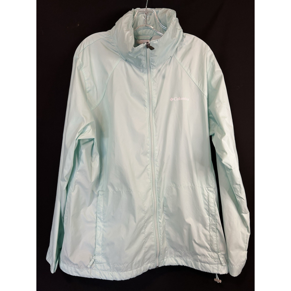 Columbia Mint Green Packable Windbreaker Cinch Waist 1X Plus Switchback